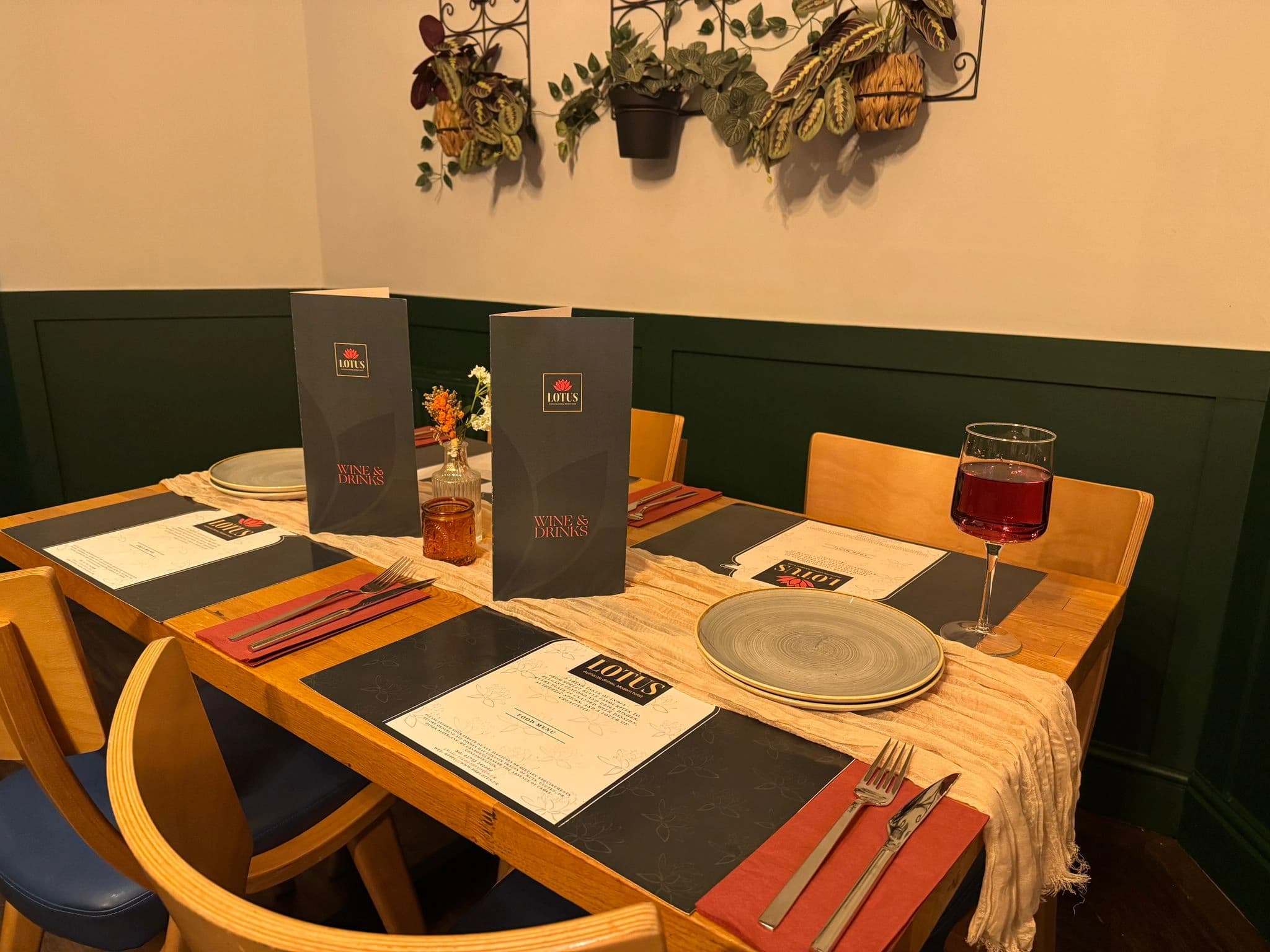 Dining area seating at Lotus